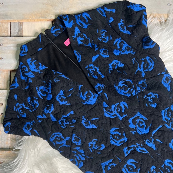 Like New [Betsey Johnson] Black & Blue Quilted Cap Sleeve Midi Dress | 6 · Small - Picture 11 of 12
